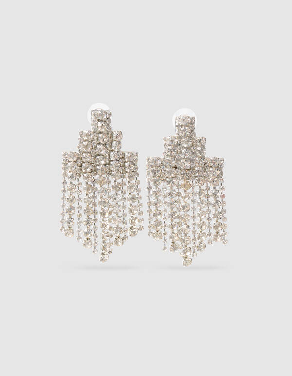 Big Strass Oorbellen Zilver SHOEBY ACCESSOIRES