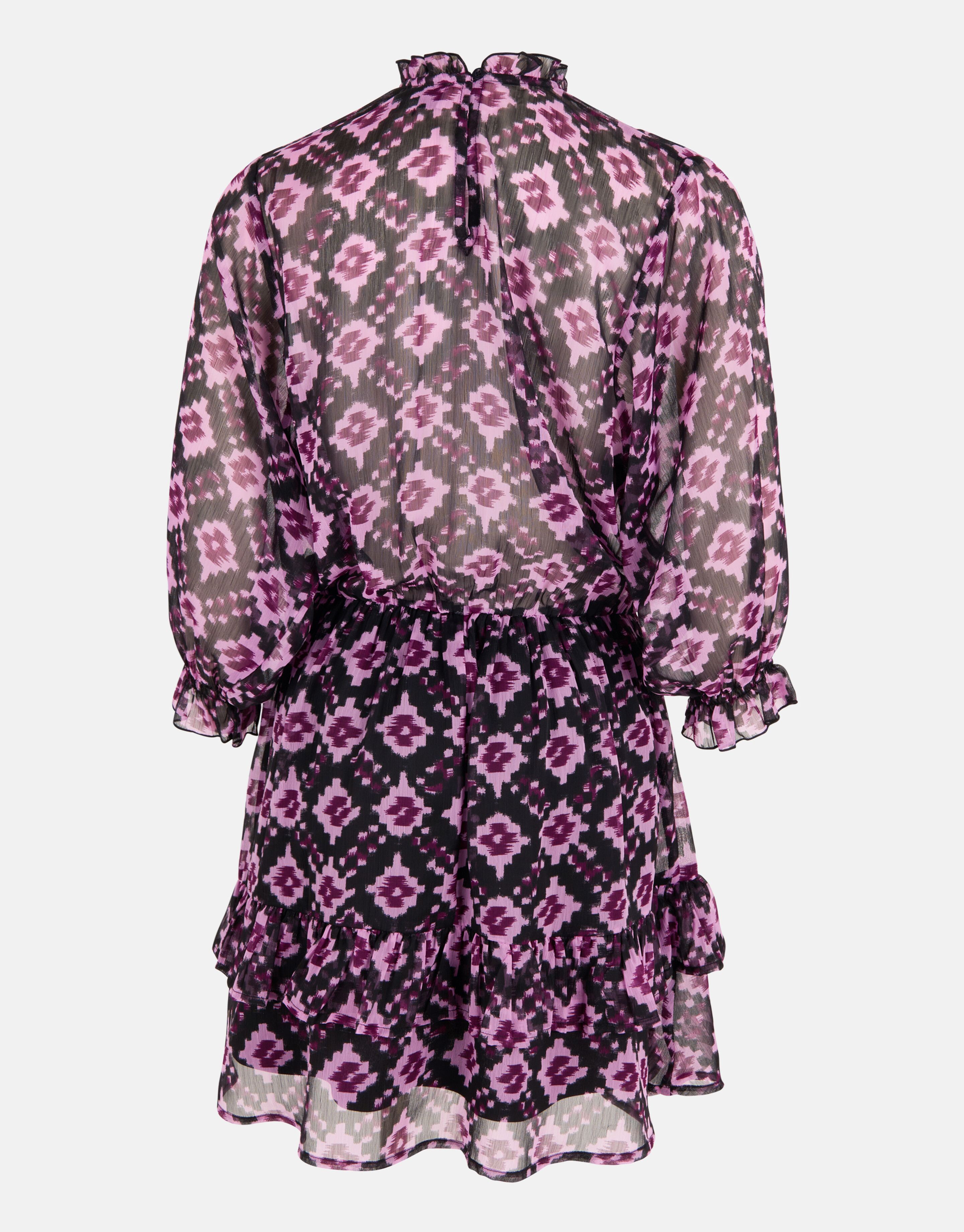 Printed Chiffon Jurk Zwart/Paars SHOEBY WOMEN