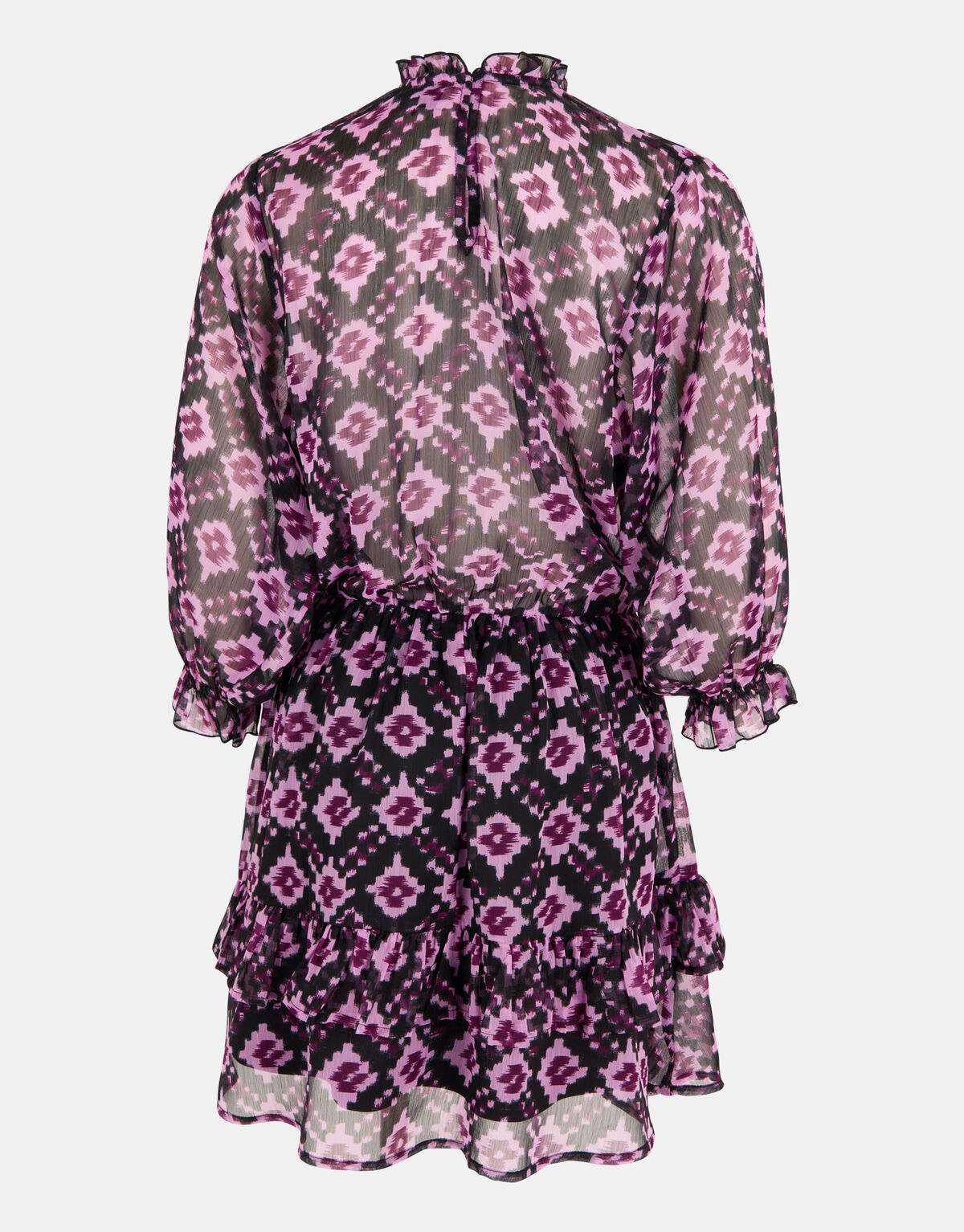 Printed Chiffon Jurk Zwart/Paars SHOEBY WOMEN