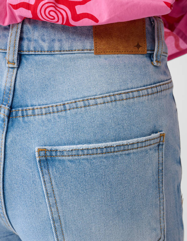 Turn Up Wide Leg Fit Jeans Mediumstone SHOEBY WOMEN