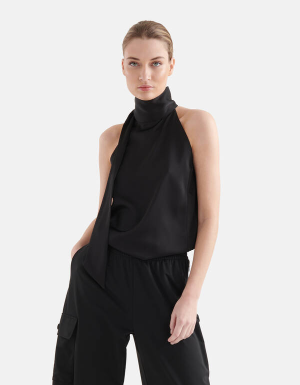 Satijnen Halter Top Zwart By Mieke SHOEBY WOMEN