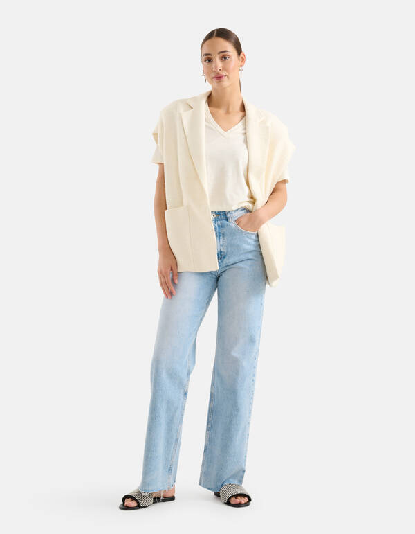 Oversized Gilet Gebroken Wit SHOEBY WOMEN