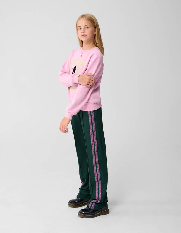 Sporty Wide Leg Broek Donkergroen SHOEBY GIRLS