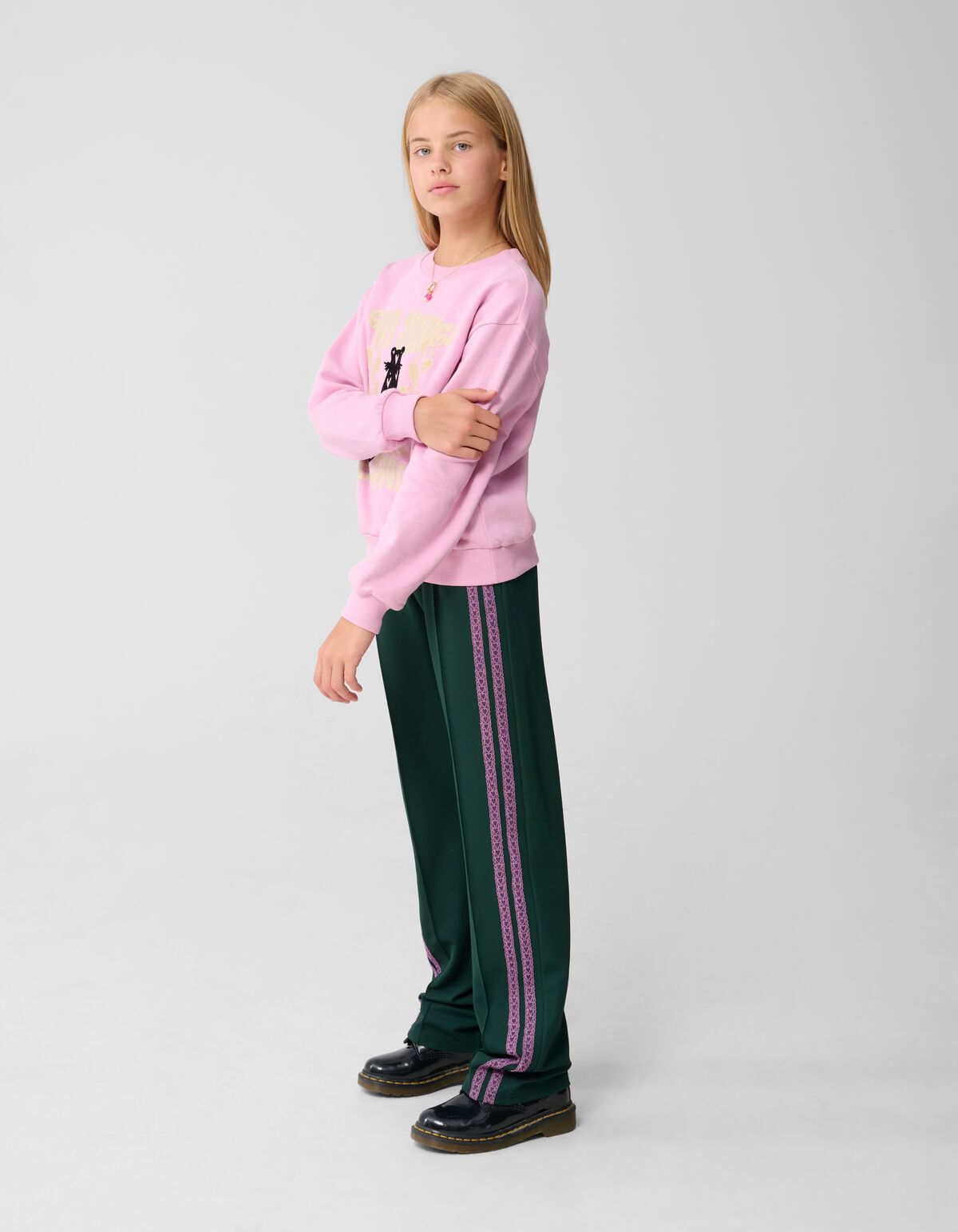 Sporty Wide Leg Broek Donkergroen SHOEBY GIRLS