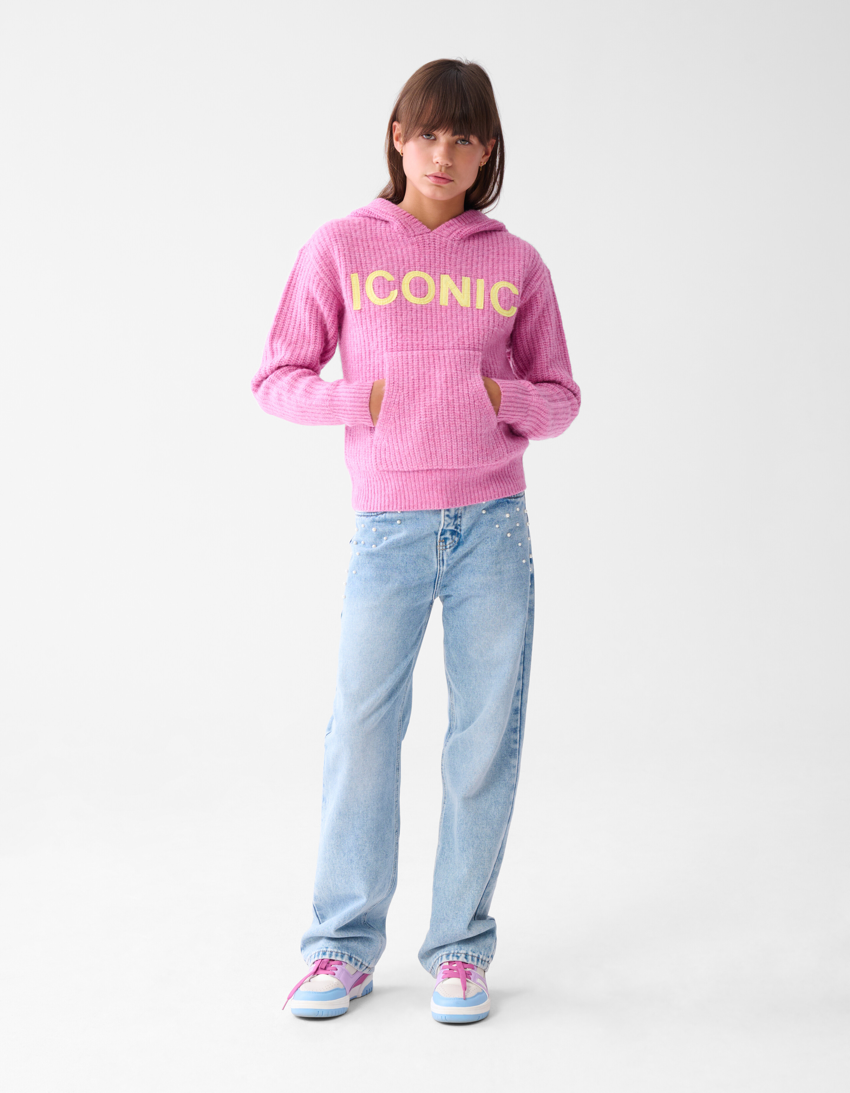 Artwork Gebreide Hoodie Roze SHOEBY GIRLS