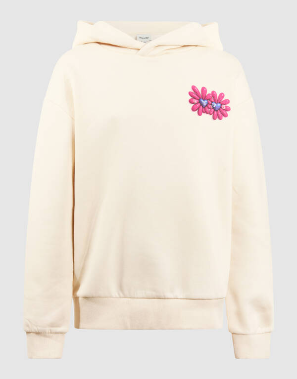 Flower Artwork Hoodie Gebroken Wit SHOEBY GIRLS