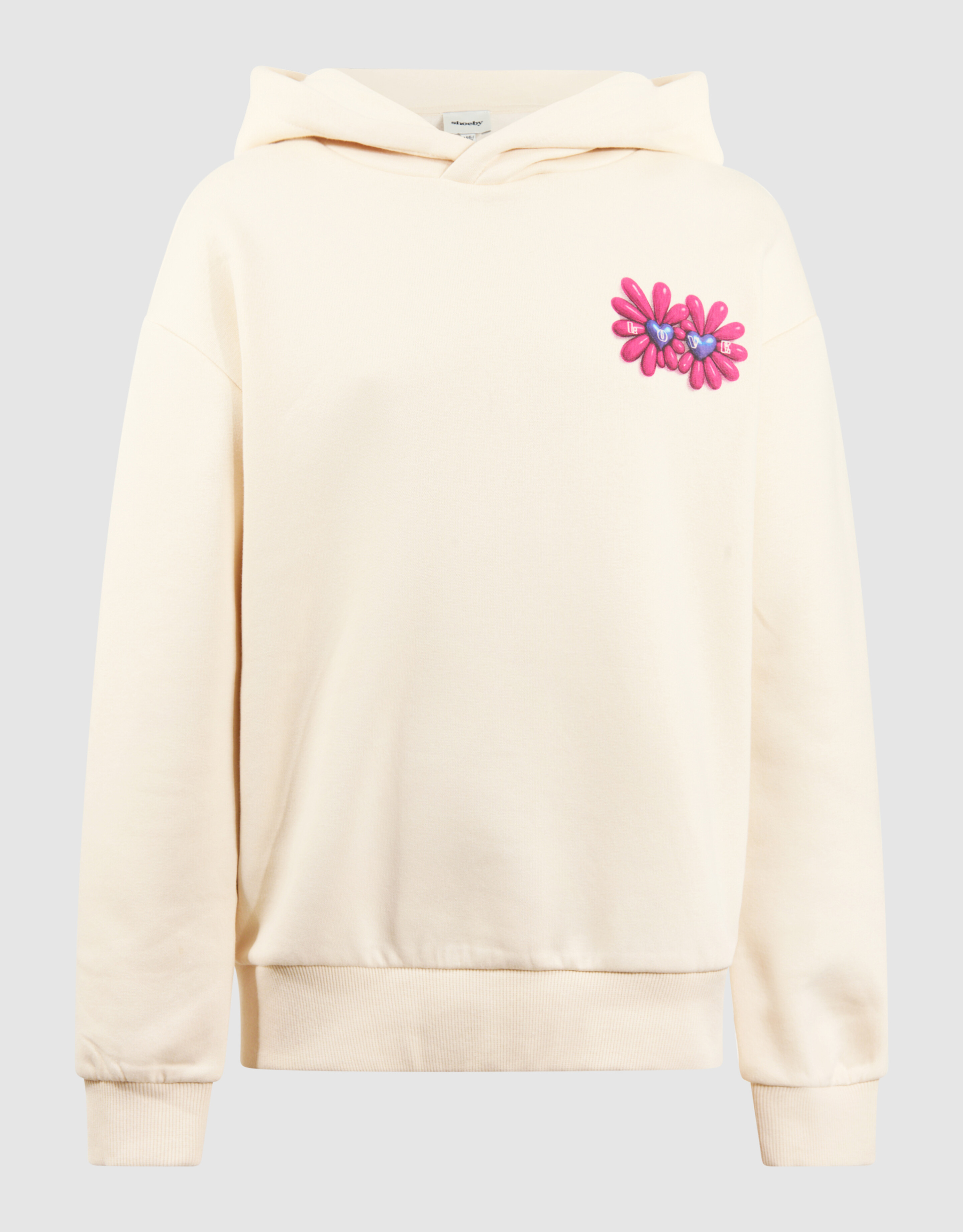 Flower Artwork Hoodie Gebroken Wit SHOEBY GIRLS