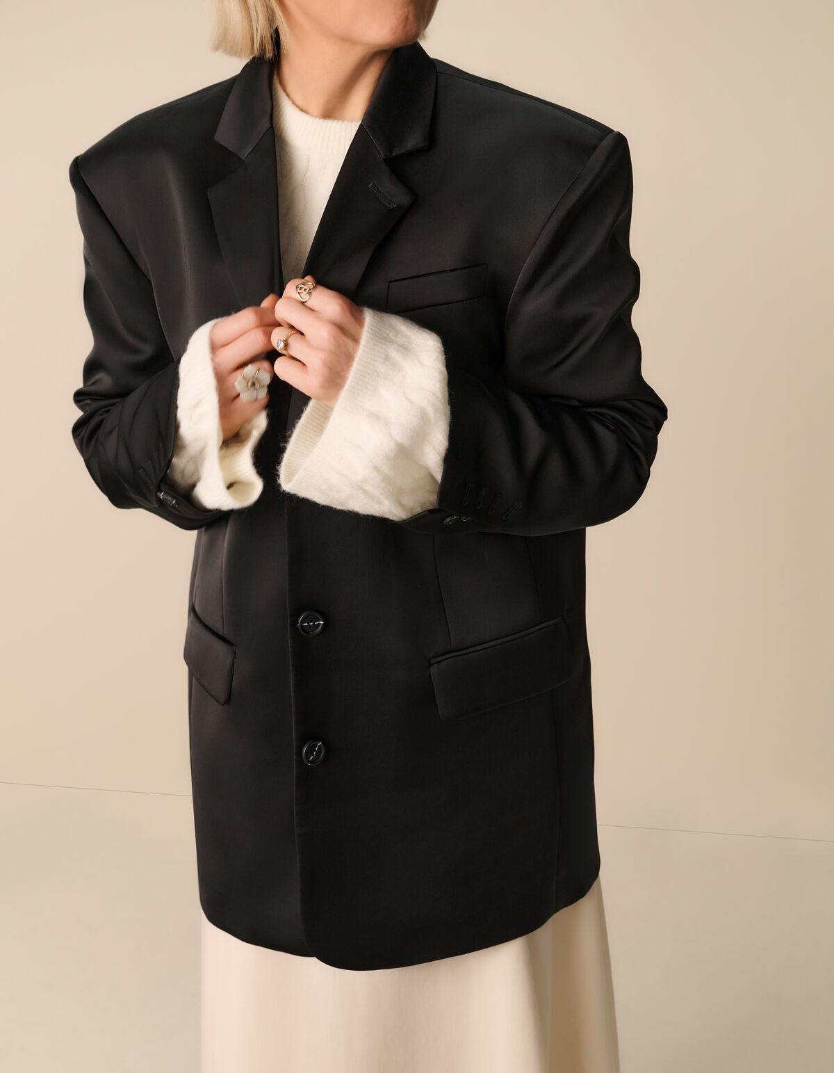 Satijnen Oversized Blazer Zwart By Lonneke SHOEBY WOMEN