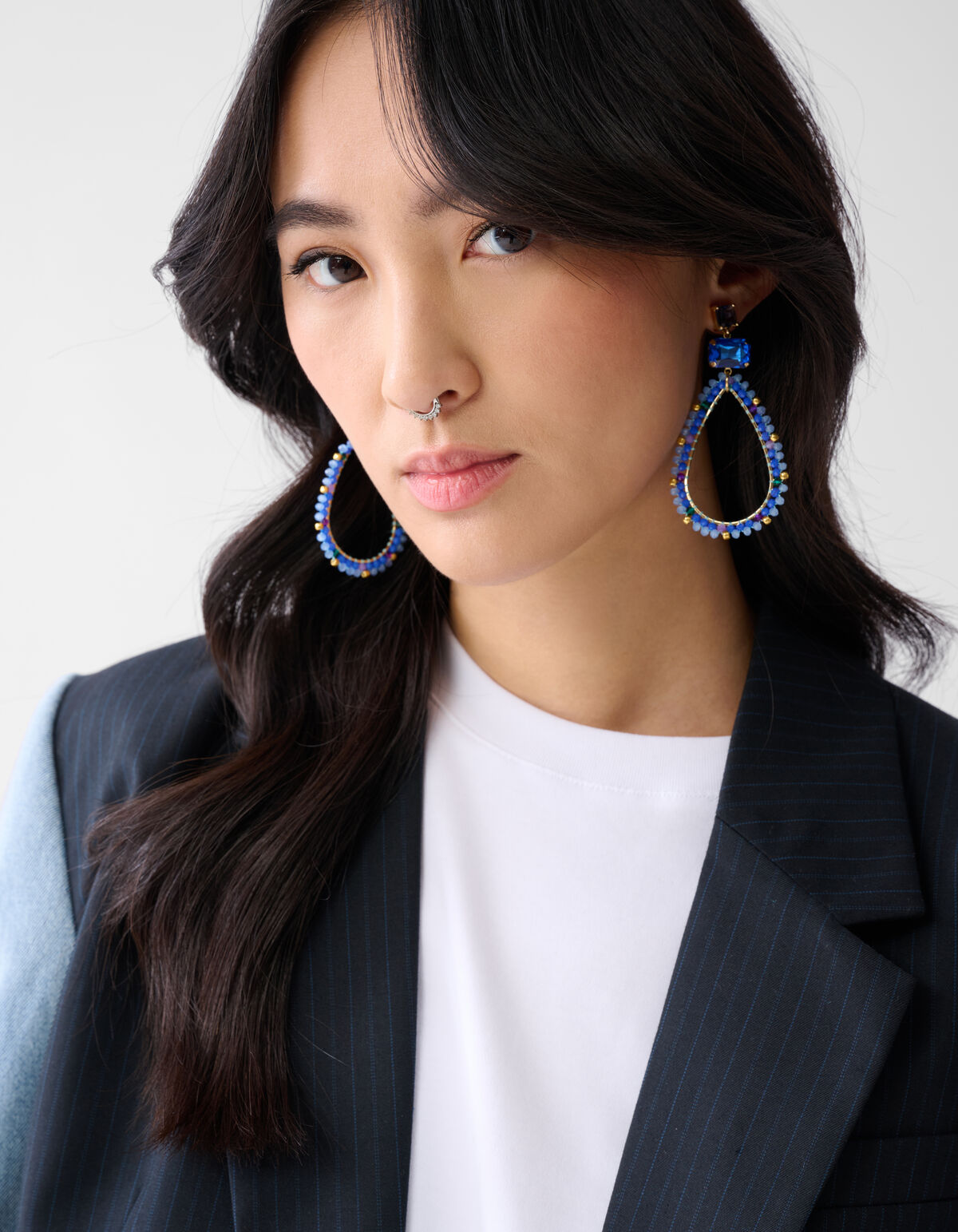 Statement Oval Oorbellen Blauw SHOEBY ACCESSOIRES