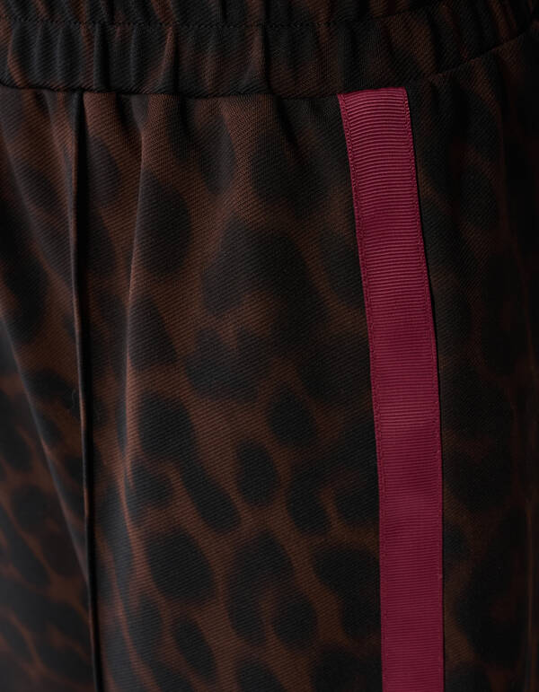 Leopard Stripe Wide Leg Fit Broek Donkerbruin SHOEBY GIRLS