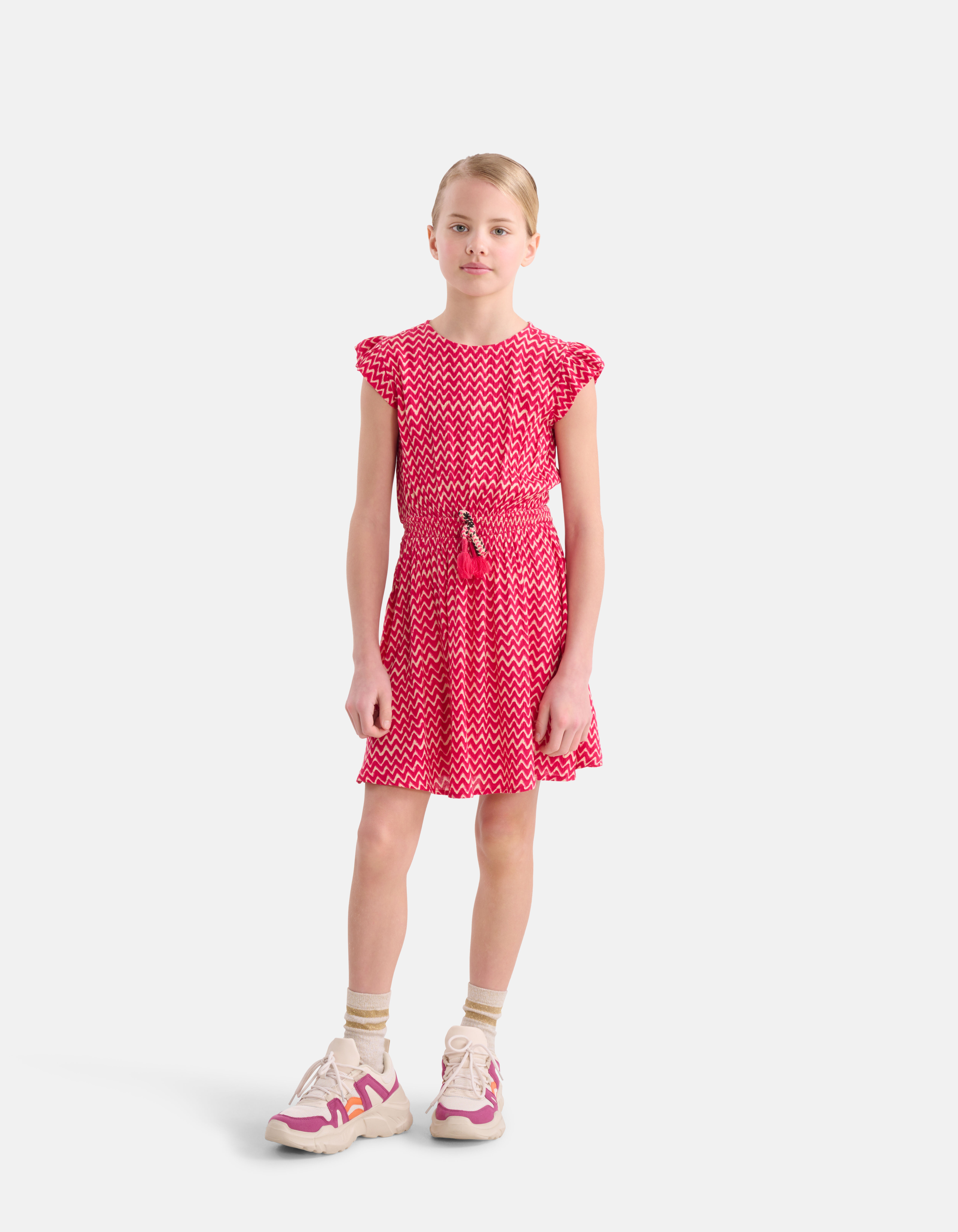 Printed Crinkle Jurk Roze Shoeby