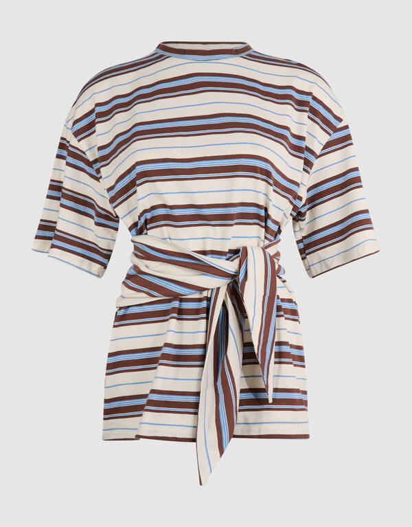 Scarf Striped T-shirt Gebroken Wit SHOEBY WOMEN