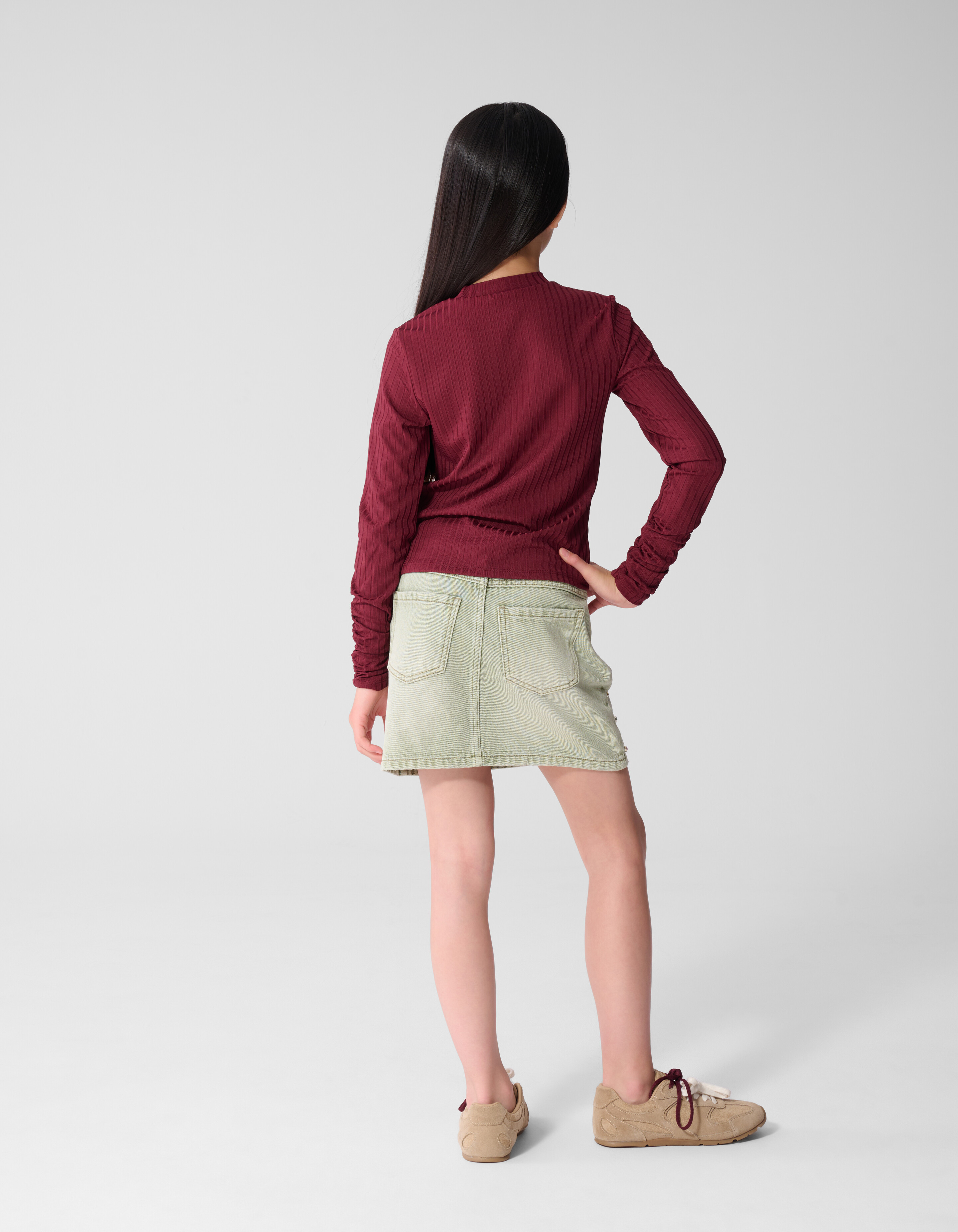 Soft Puff Rib Longsleeve Donkerrood SHOEBY GIRLS