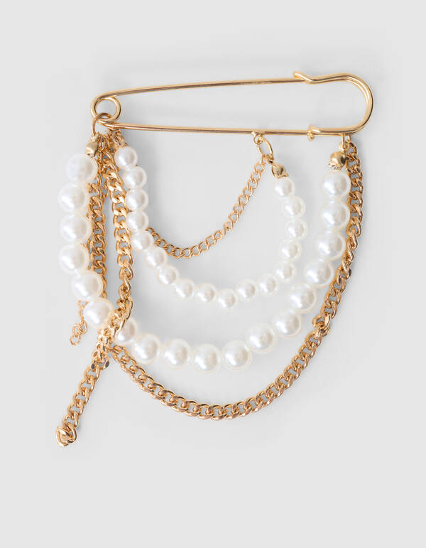 Parel Chain Broche Goud SHOEBY ACCESSOIRES