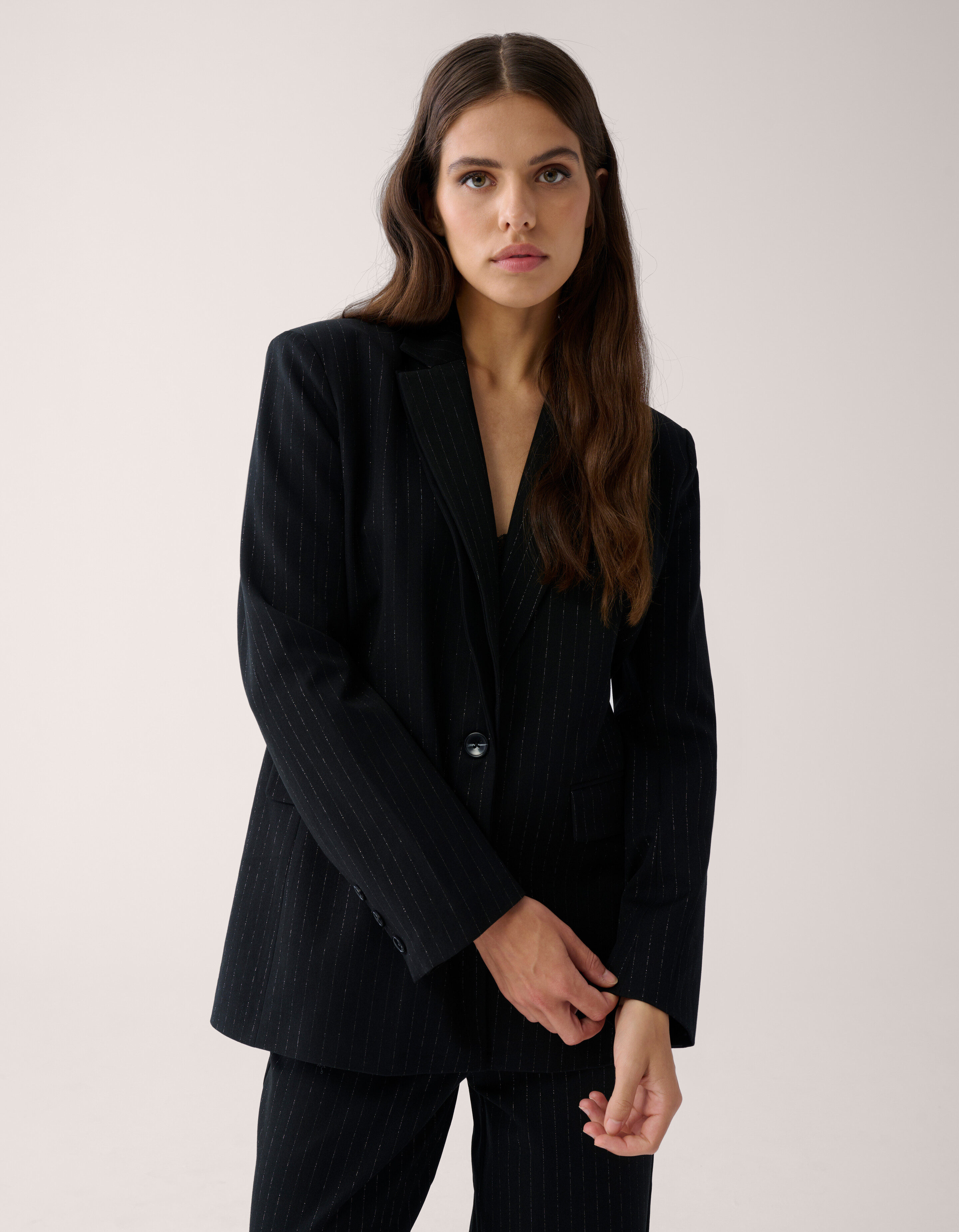Lurex Pinstripe Blazer Zwart By Mieke SHOEBY WOMEN