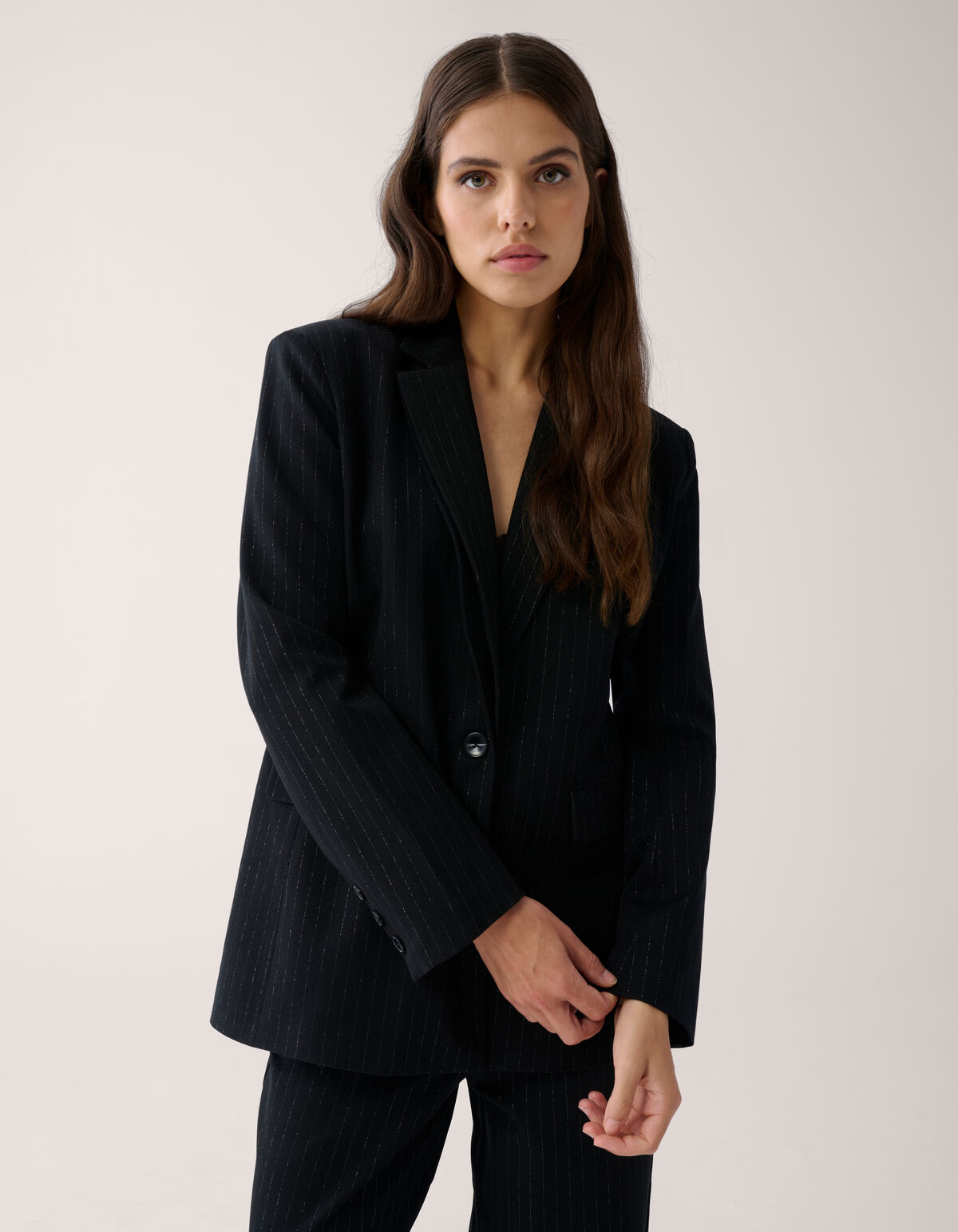 Lurex Pinstripe Blazer Zwart By Mieke SHOEBY WOMEN