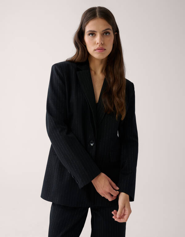 Lurex Pinstripe Blazer Zwart By Mieke SHOEBY WOMEN