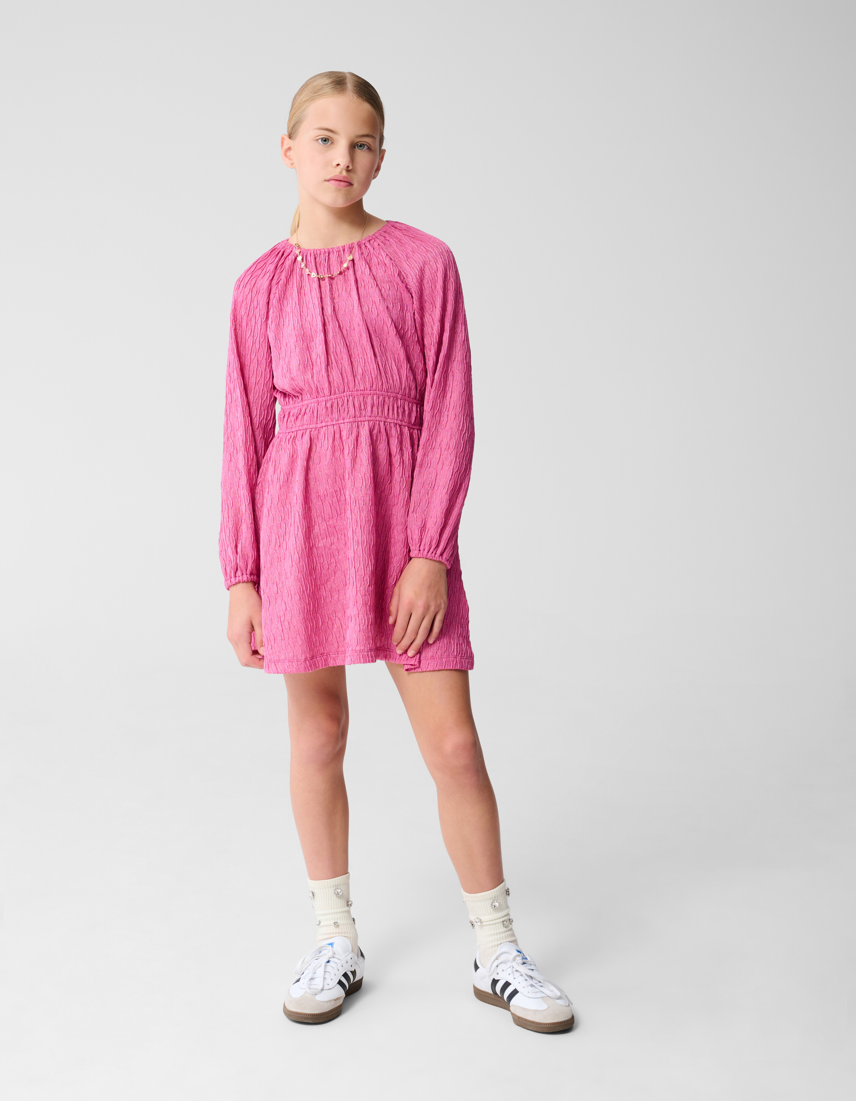 Wavy Structuur Jurk Roze SHOEBY GIRLS