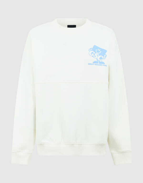 Caf&eacute; Artwork Sweater Gebroken Wit SHOEBY BOYS