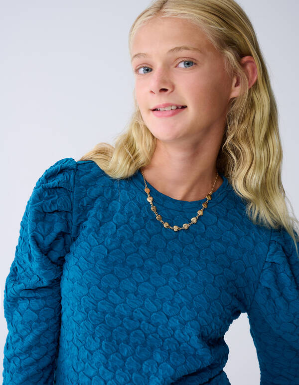 Heart Puff Top Blauw SHOEBY GIRLS