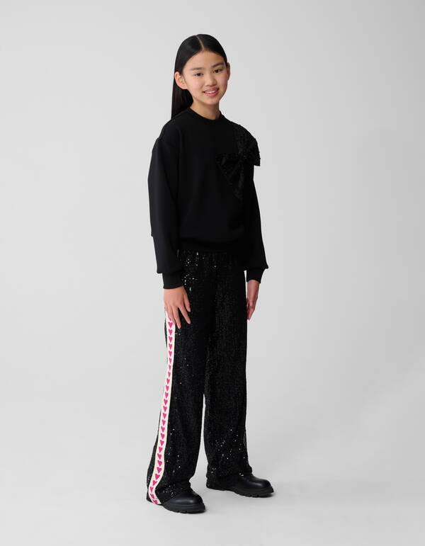 Sequin Tape Wide Leg Broek Zwart SHOEBY GIRLS