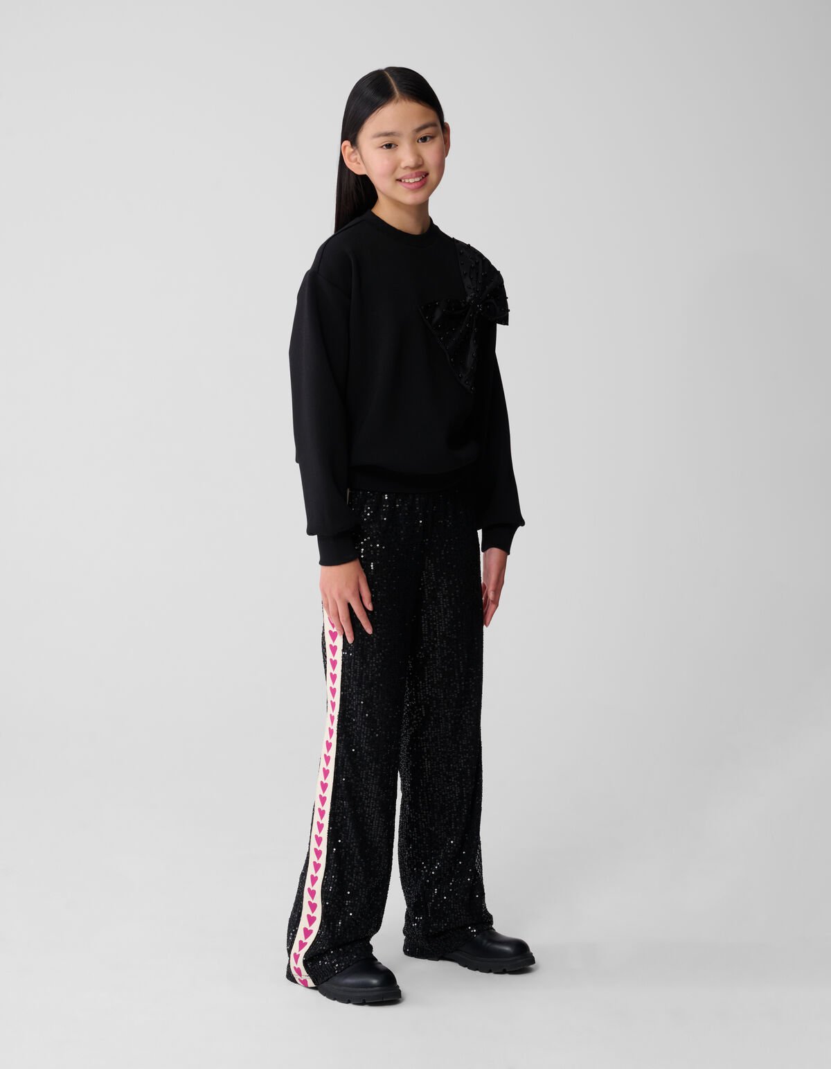 Sequin Tape Wide Leg Broek Zwart SHOEBY GIRLS