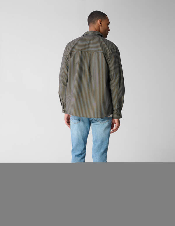 Relaxed Fit Gestreept Overhemd Donkerbruin SHOEBY MEN