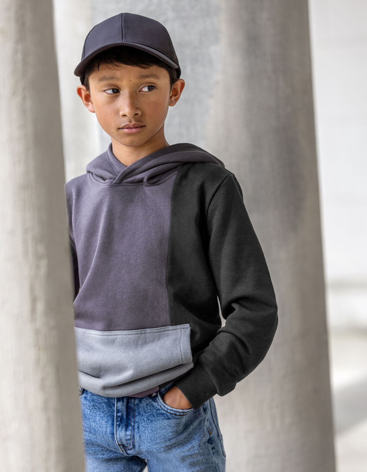 Colorblock Hoodie Donkerpaars SHOEBY BOYS