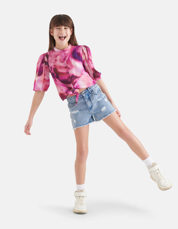 Tie Dye Print Blouse Roze By Nicolette SHOEBY GIRLS