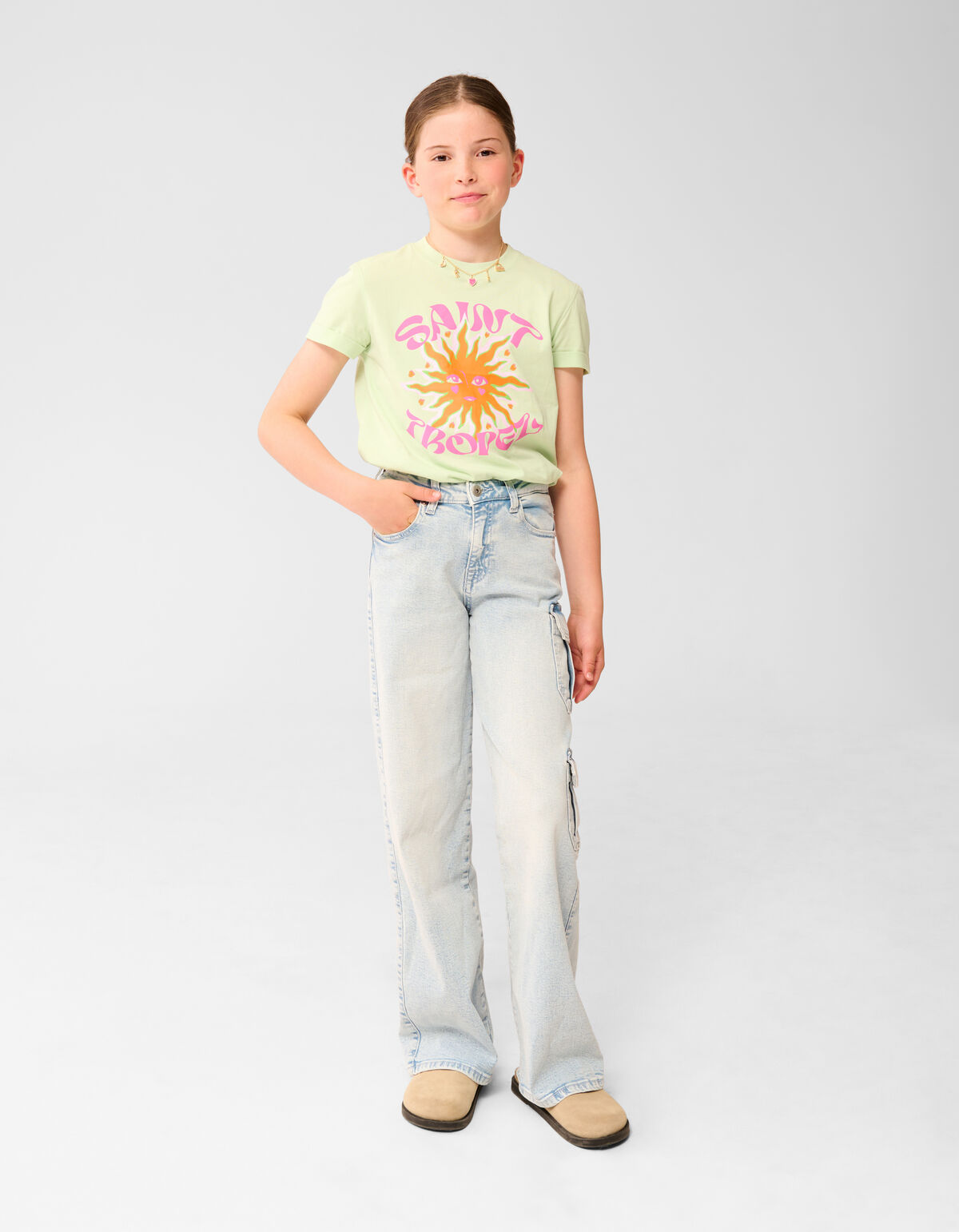 Saint Tropez Artwork T-shirt Lichtgroen SHOEBY GIRLS