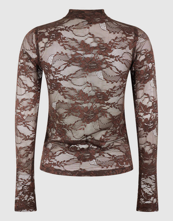 Kanten Top Donkerbruin SHOEBY WOMEN