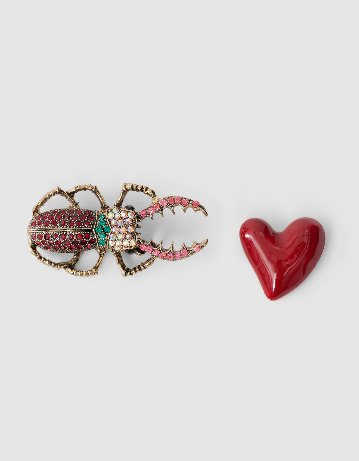 Heart Beetle Broche Set Rood SHOEBY ACCESSOIRES
