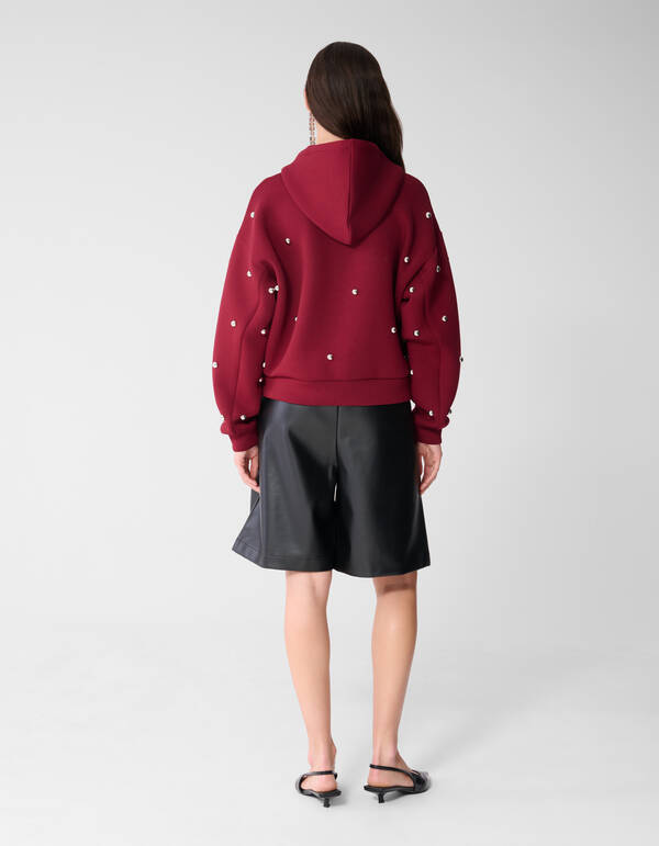 Oversized Studs Hoodie Vest Donkerrood SHOEBY WOMEN