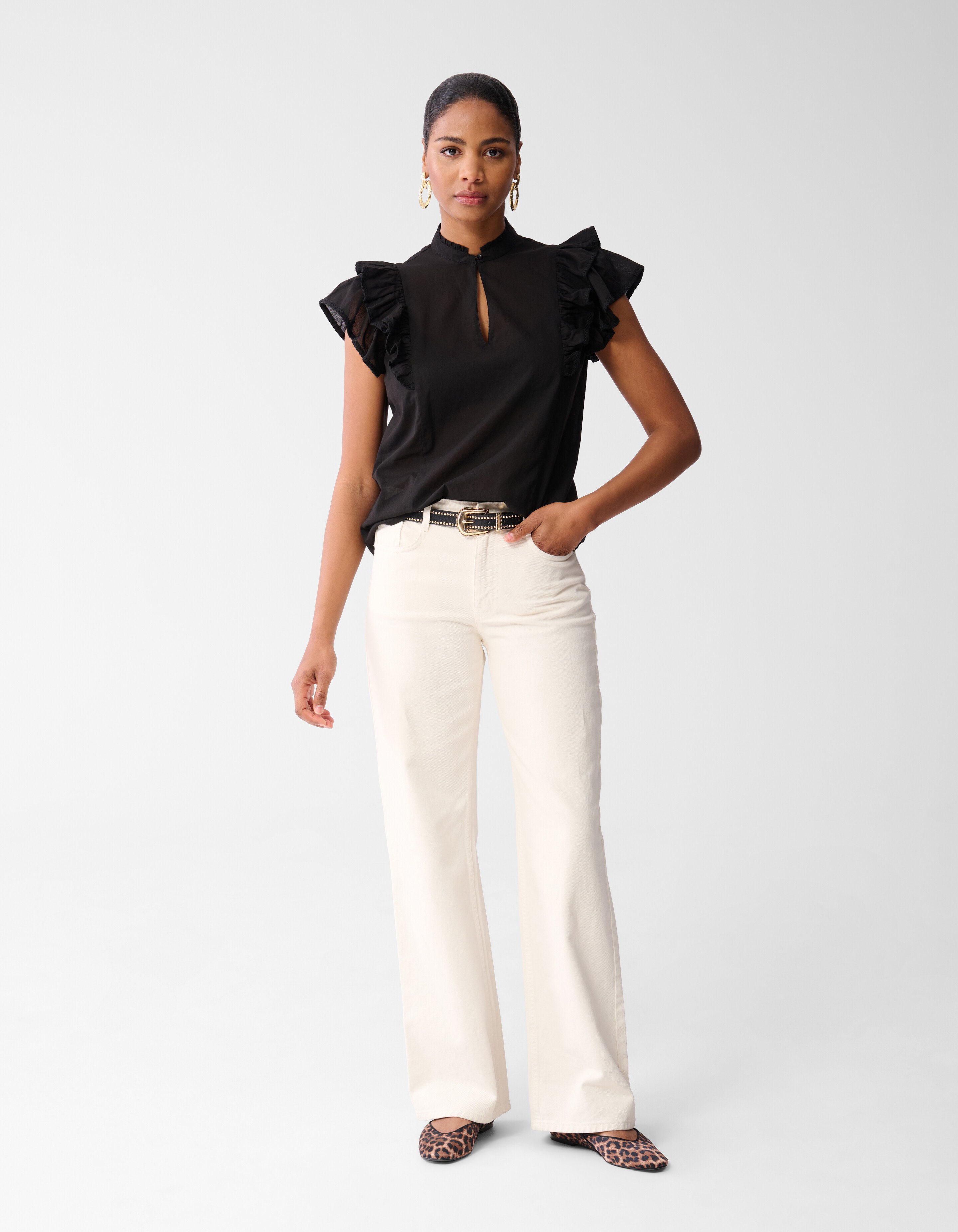 Ruffle Top Zwart SHOEBY WOMEN