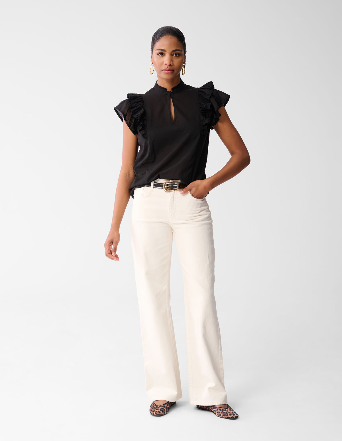 Ruffle Top Zwart SHOEBY WOMEN