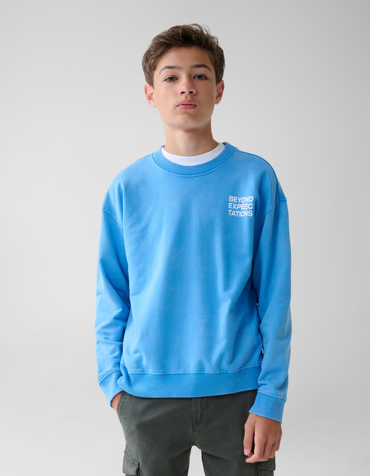 Washed Artwork Sweater Blauw SHOEBY BOYS