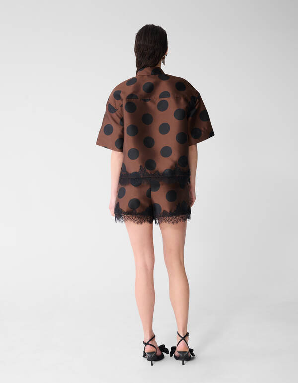 Oversized Kanten Polkadot Blouse Bruin SHOEBY WOMEN