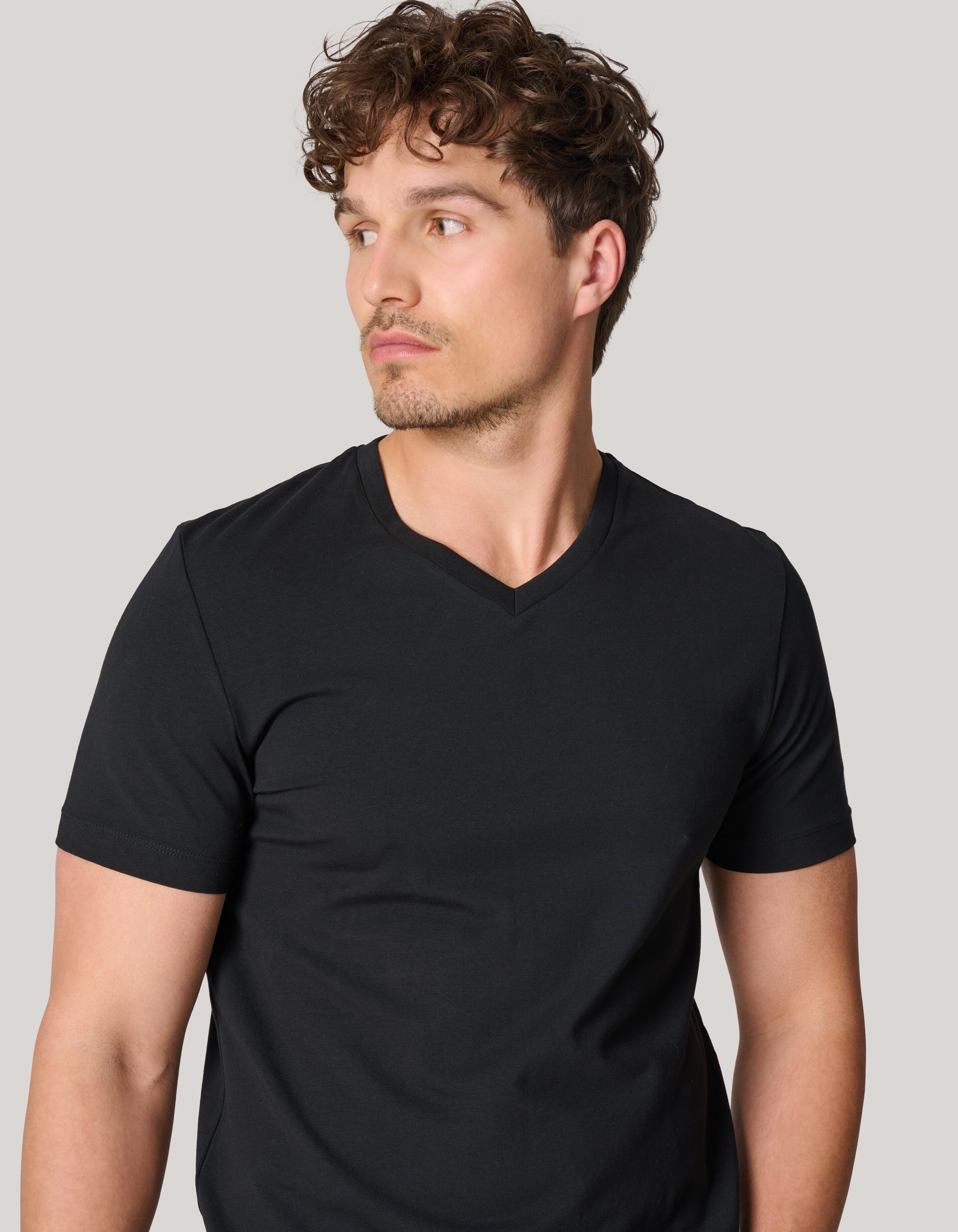 Basis V-hals T-shirt Zwart Refill