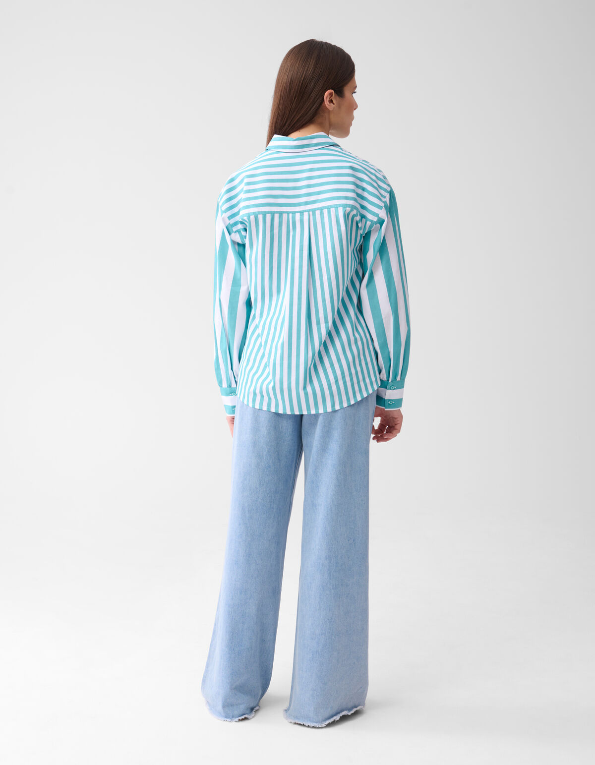 Pinstripe Blouse Groen SHOEBY WOMEN
