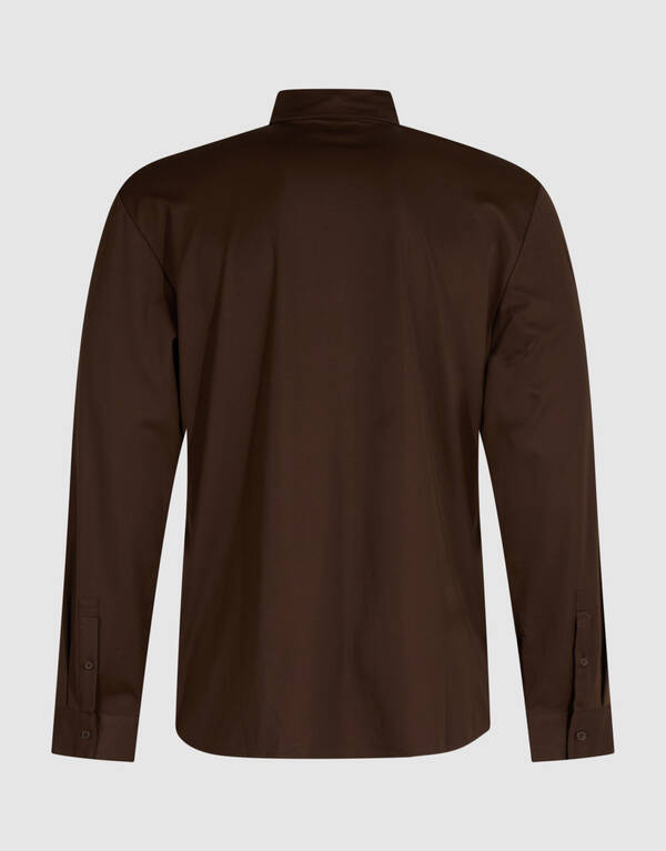 Technical Stretch Overhemd Donkerbruin SHOEBY MEN