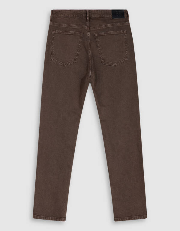 Washed Straight Fit Broek Donkerbruin SHOEBY MEN