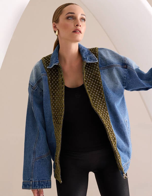 Velours Denim Jack Blauw By Mieke SHOEBY WOMEN