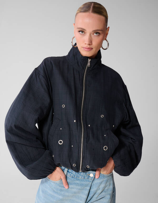 Cropped Ruiten Bomber Donkerblauw SHOEBY WOMEN