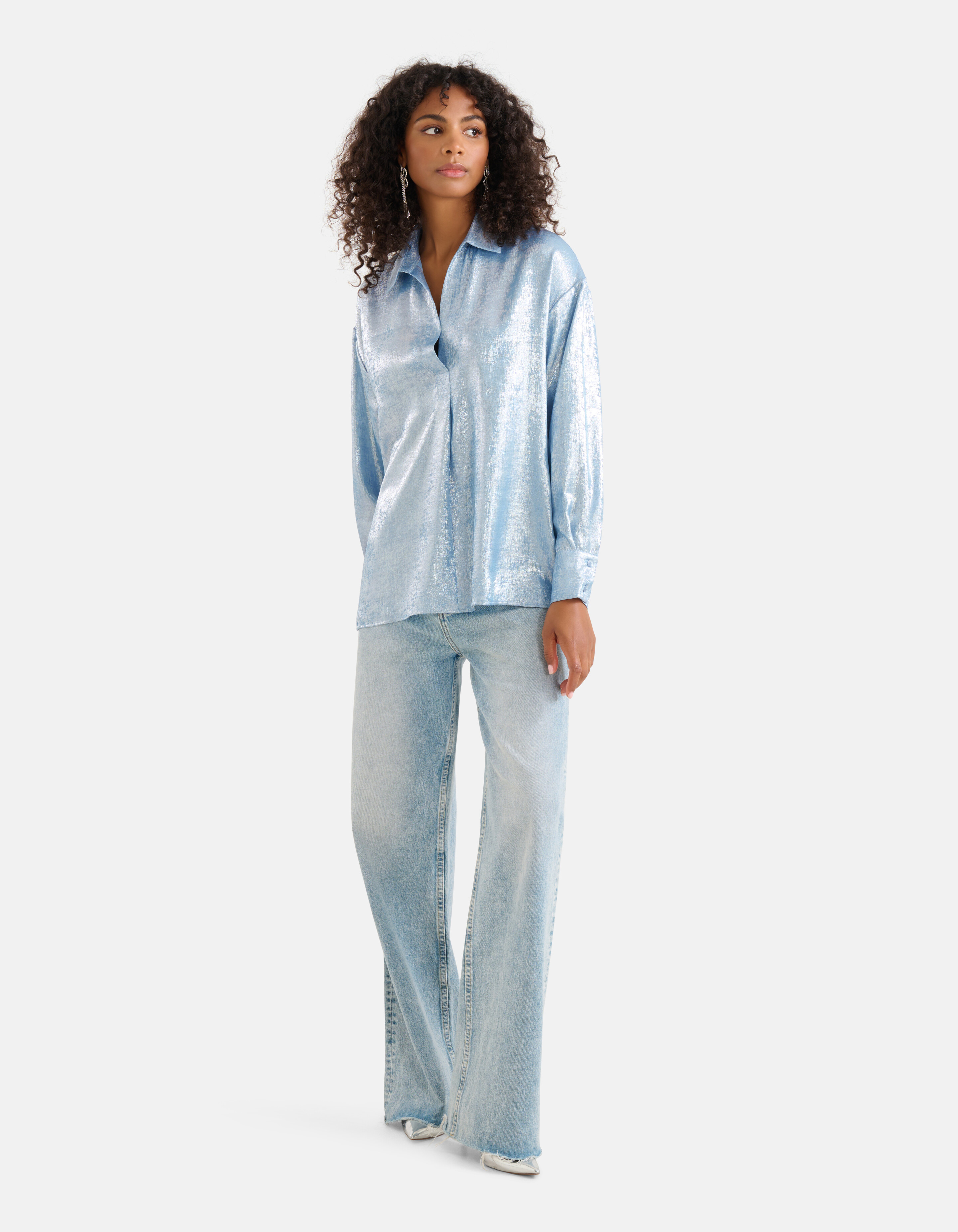Metallic Blouse Lichtblauw SHOEBY WOMEN