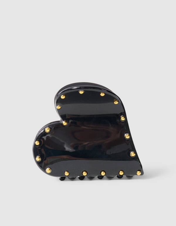 Studded Heart Haarclip Zwart SHOEBY ACCESSOIRES