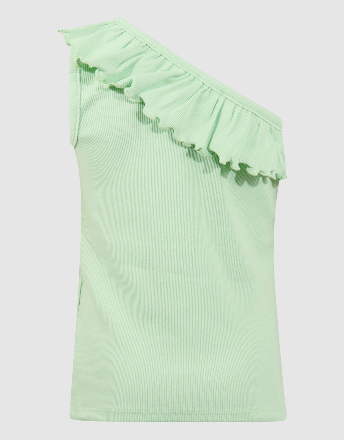One Shoulder Ruffle Top Lichtgroen SHOEBY GIRLS