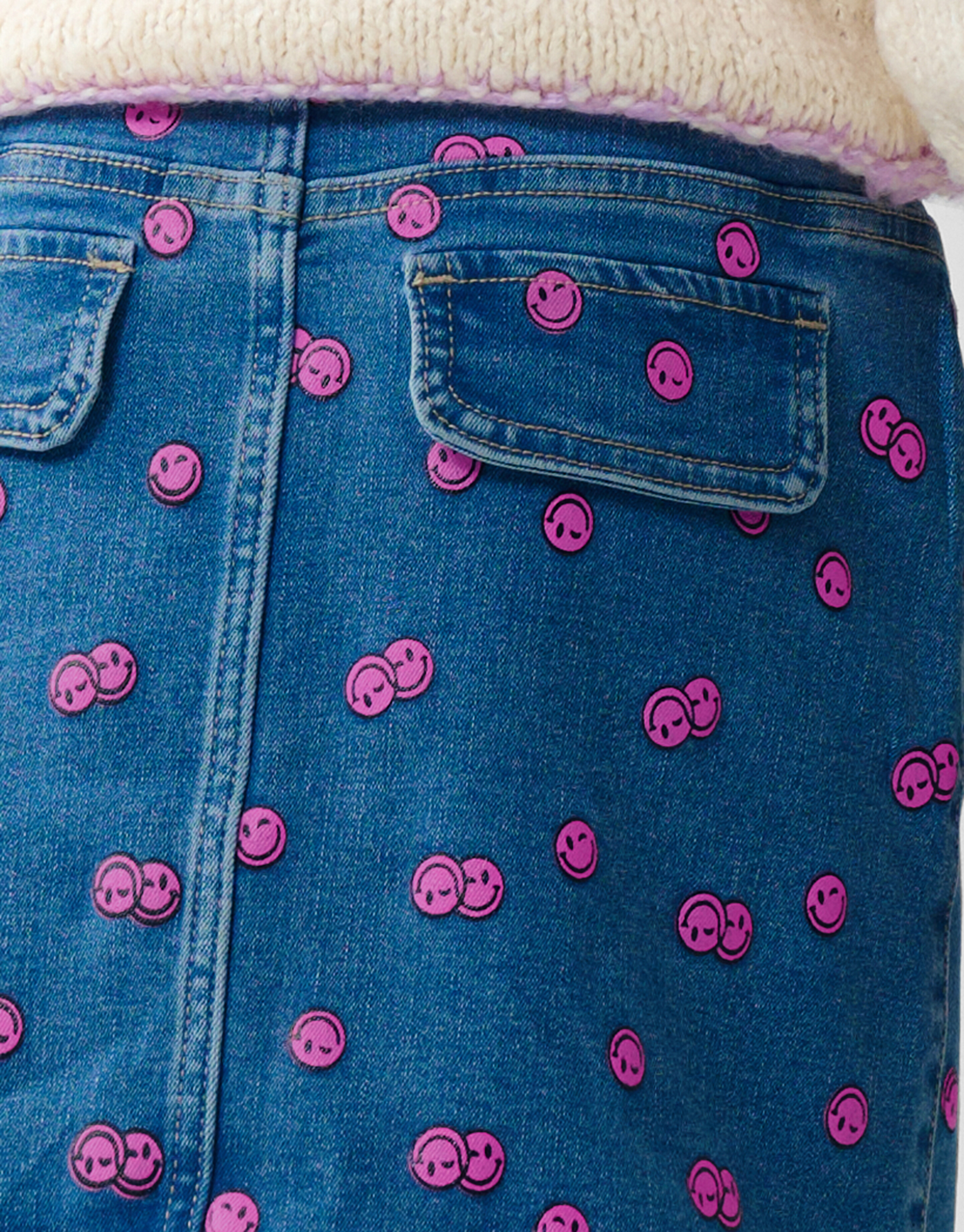Printed Denim Mini Rok Blauw SHOEBY GIRLS