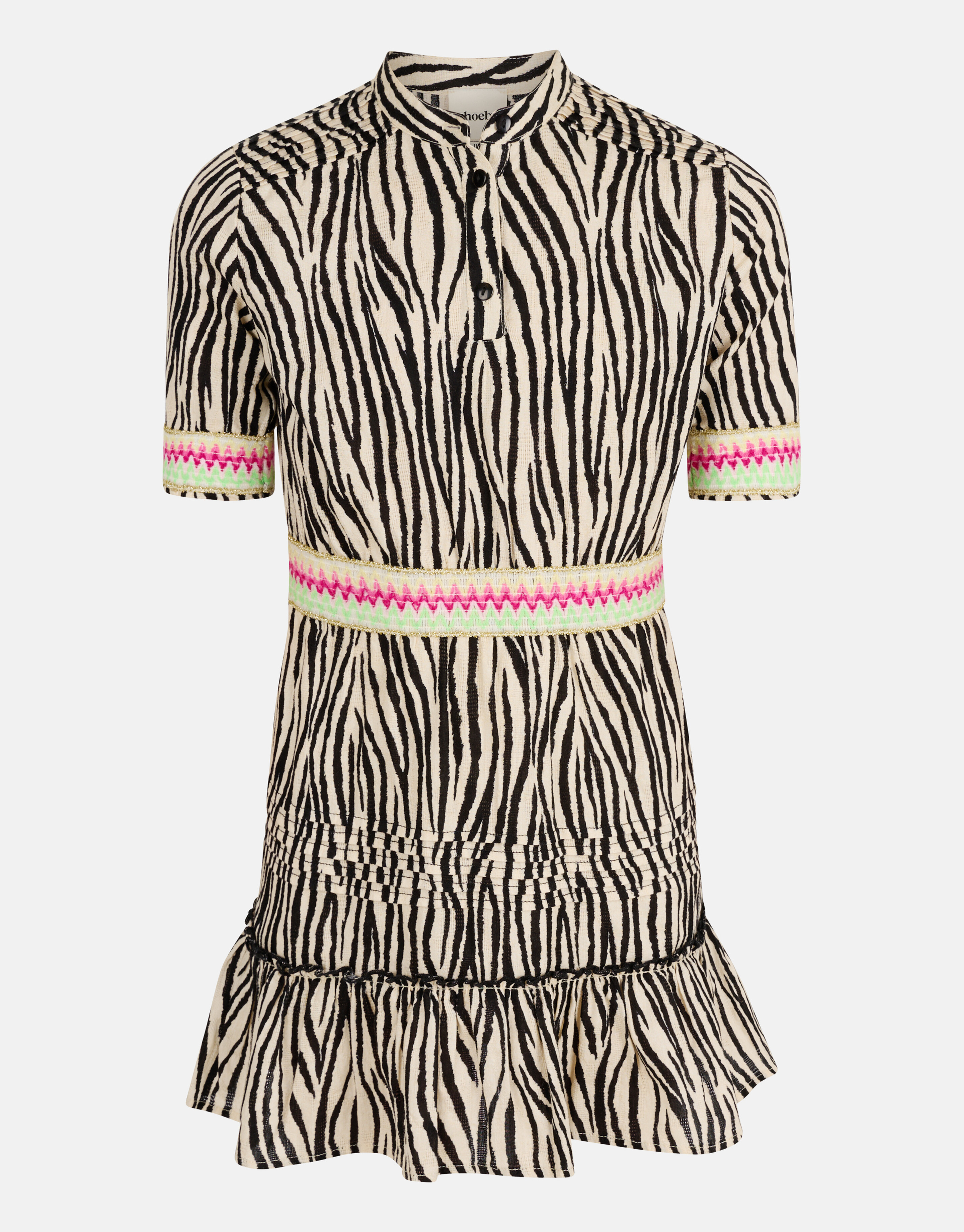 Zebra Print Jurk Zwart/Gebroken Wit SHOEBY GIRLS