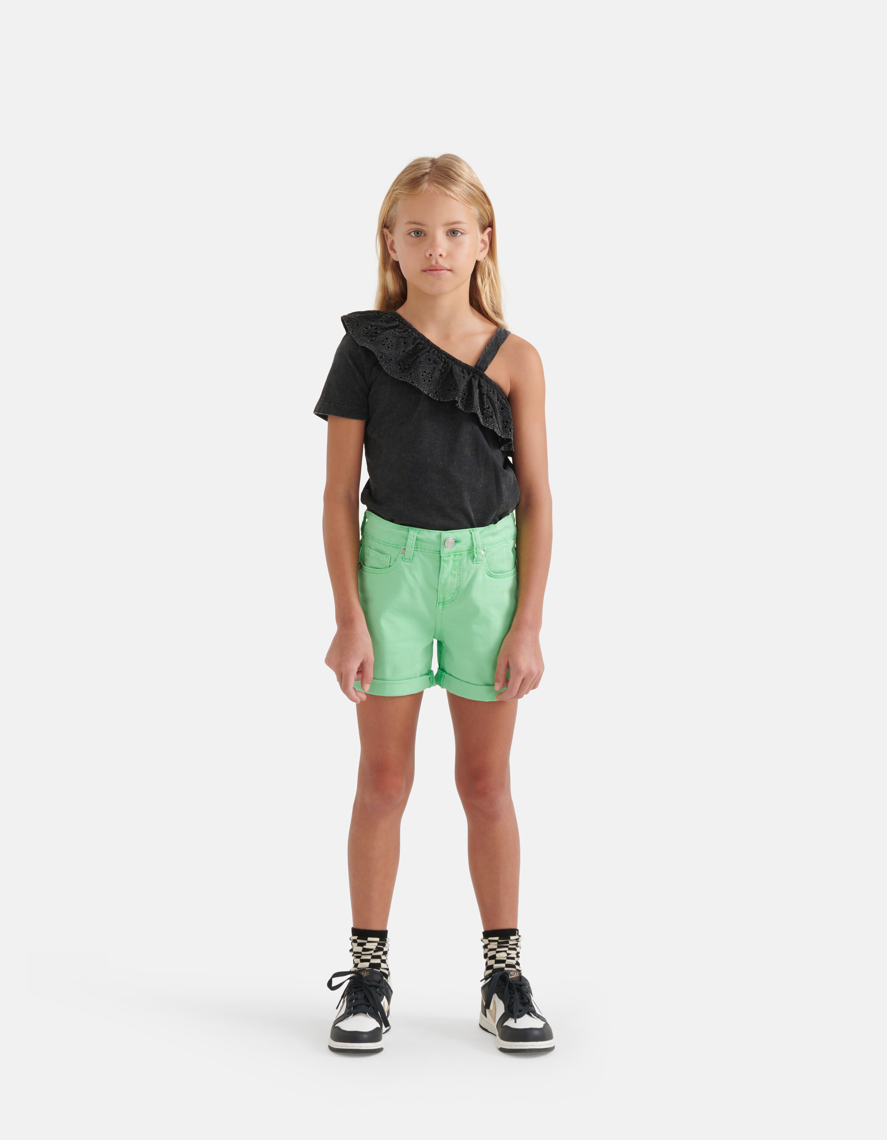 One Shoulder T-shirt Donkergrijs SHOEBY GIRLS