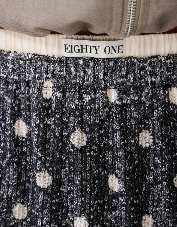 Sequin Polkadot Midi Rok Donkergrijs SHOEBY WOMEN